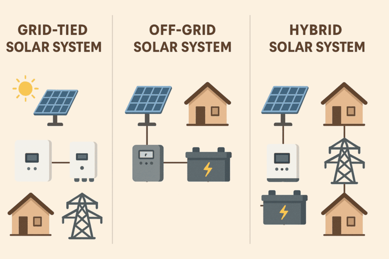Types of Solar Systems: Grid-Tied, Off-Grid, and Hybrid Systems – Their Pros, Cons, and Use Cases